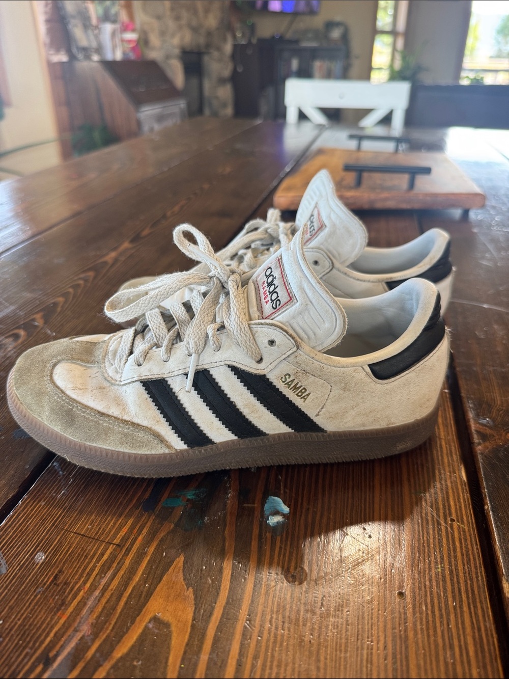 adidas Samba Men’s Off-White Suede Sneakers with Black Stripes